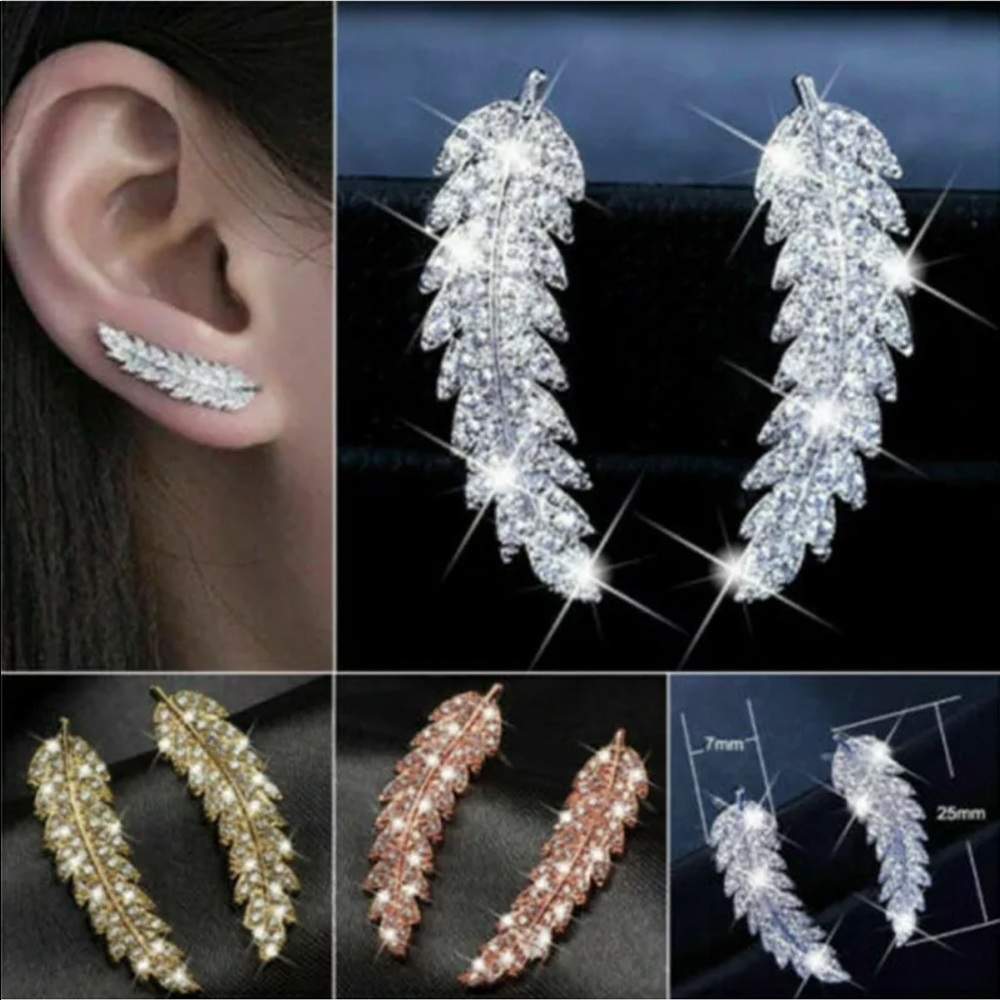 NWT Sterling Silver Leaf Stud Earring